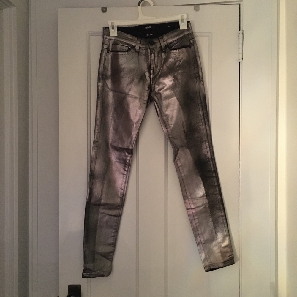 Metallic Silver Gunmetal BDG Skinny jeans